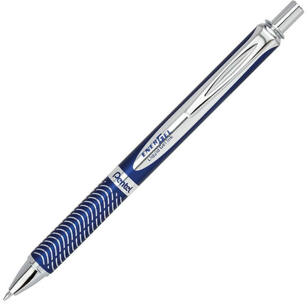 Stylo-gel liquide rétractable PENTEL EnerGel Alloy RT, 0,7 mm, corps bleu, encre noire (BL407CA)