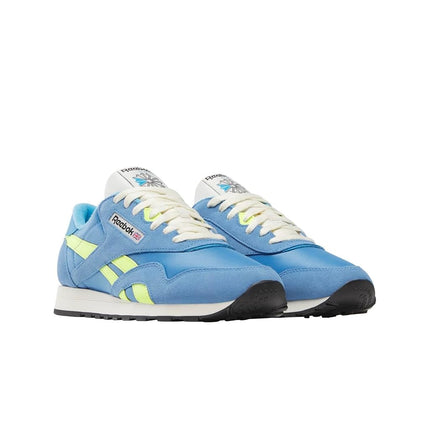 Baskets Reebok Classic Nylon pour homme, Essential Blue/Solar Acid Yellow/Vintage Chalk, 2 UK