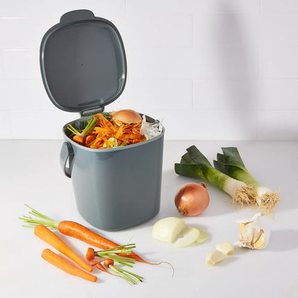 OXO Good Grips Easy-Clean Compost Bin - Charcoal - 0.75 Gal/2.83 L, Gray