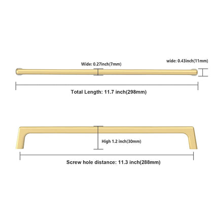 Asidrama 6 Pack 11.3 Inch(288mm) Gold Cabinet Pulls Cabinet Handles Cupboard Handles Kitchen Cabinet Hardware for Cupboard Drawer Pulls