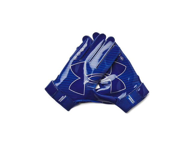 Gants de football Under Armour F9 Nitro pour garçons, (400) Royal/Capri/Argent Métallisé, Petite taille