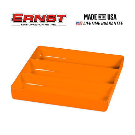 Ernst Manufacturing Toolbox Tray: Stackable Tray in Orange with 3 Compartments - Ideal for Trades, Mechanics, Electricians, Plumbers, Household Use, Hobbies, and More - Heavy Duty - Made in the USA