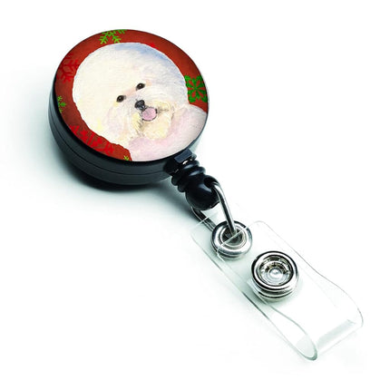 Caroline's Treasures Bichon Frise Red & Green Snowflake Christmas Badge Reel, Multicolor (SS4733BR)