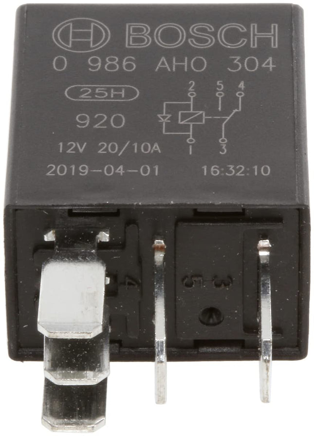 Bosch Automotive 0986AH0304 Micro Relay 12V 20A 5 Terminals IP5K4 Temperature Resistance -40°C to 85°C