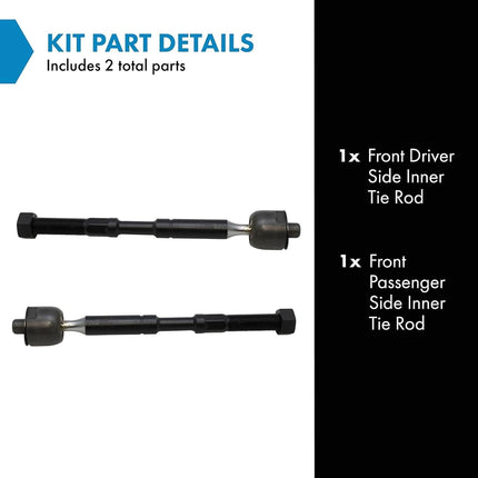 TRQ Inner Driver and Passenger Side Tie Rod Set 2 Piece