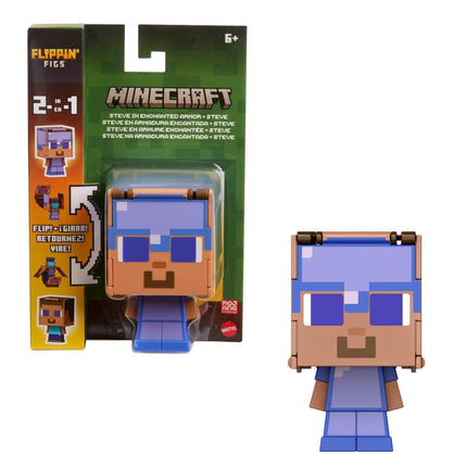 Mattel Minecraft Flippin� Figs Figures with 2-in-1 Fidget Play, 3.75-inch Scale Toy with Large Head & Pixelated Design (Characters May Vary)
