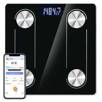 Trainr Digital Body Scale Trnr-BDYSCLE-BLK, Home Essential Body Weight Scale for People, Durable Bathroom Accessory, Smart Scale Compatible with Apple and Android OS, Workout and Fitness Equipment