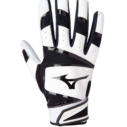 Mizuno B-303 Adult Baseball Batting Glove, White-Black, X-Large