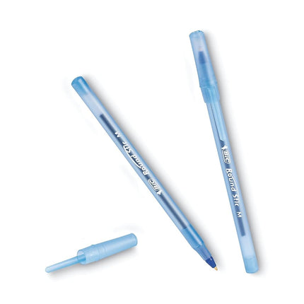 BIC GSM240BE Round Stic Xtra Life Stick Ballpoint Pen, 1.2 mm, Blue Ink, Gray Barrel, 240/Carton