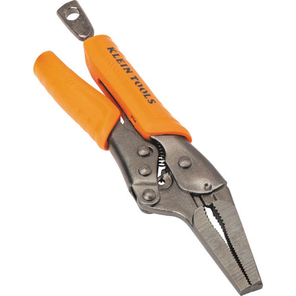 Klein Tools 38611 Long Nose Locking Pliers with Quick Release Handles, Ideal for Tight Spaces, High Torque and Gripping Power, 6-Inch