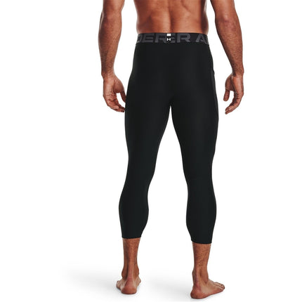 Under Armour Mallas HeatGear 3/4 para hombre, negras (001)/gris brea, S alto