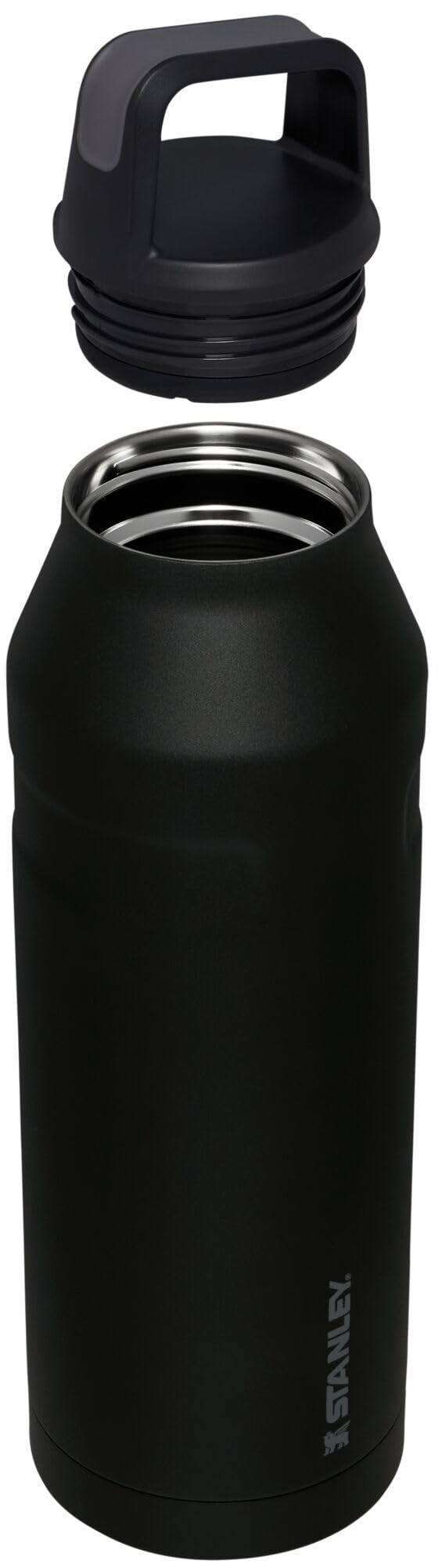 Bouteille d'eau Stanley IceFlow avec couvercle à large ouverture, bouteille d'eau de sport légère et étanche, bouteille d'eau isolée en acier inoxydable, sans BPA, noir