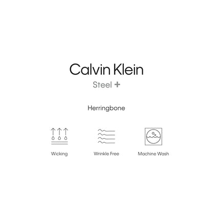 Calvin Klein Men's Slim Fit Non-Iron Herringbone Point Collar Dress Shirt, Mist, 16.5" Neck 32"-33" Sleeve
