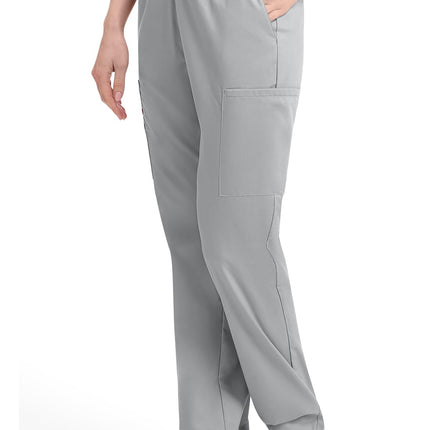 Dickies EDS Signature Scrubs for Women, Elastic Waist Pull-On Cargo Pants for Women in Soft Brushed Poplin 86106, Grey, X-Small Short