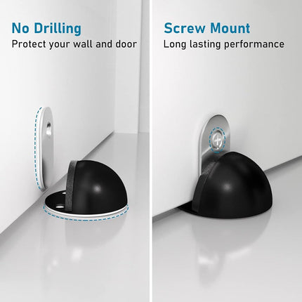 Magnetic Door Stoppers(8 Pack), No Drill Door Stops Magnetic Floor Mount Door Stopper, Self Adhesive, Stainless Steel Magnet Door Stop Wall Protector Door Catch Holder Keep Door Open, Black