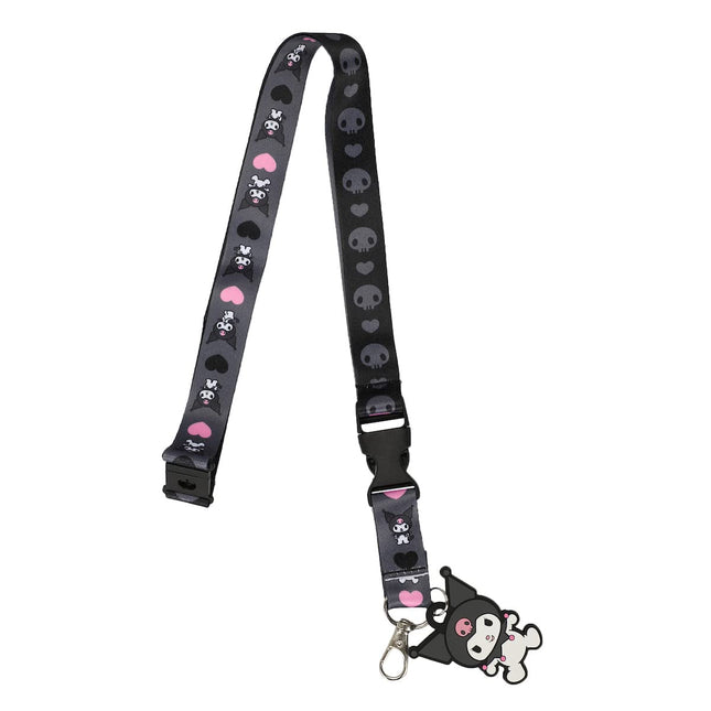 Kuromi Hearts & Skulls Black Lanyard with Characte