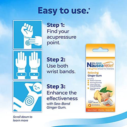 Sea-Band Anti-Nausea Acupressure Wristband for Motion & Morning Sickness, Pack of 2 Sets