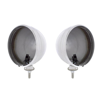 Pair (2) Dietz 7" Chrome Head Light Buckets Wired Assembly Bullet
