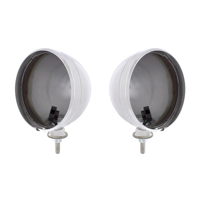 Pair (2) Dietz 7" Chrome Head Light Buckets Wired 