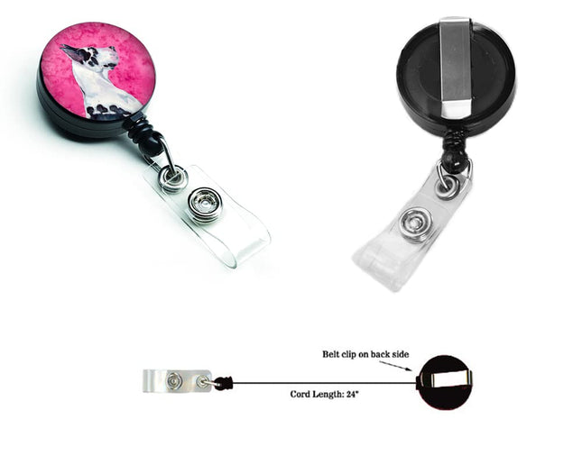 Caroline's Treasures Pink Great Dane Retractable Badge Reel, Multicolor (LH9371PKBR)