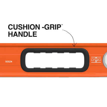 Klein Tools 93524 24-Inch Box Level, 2-Foot Box Beam Spirit Level, 3 Vials, High Visibility Orange, Aluminum Body
