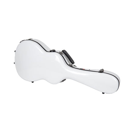 Crossrock Fiberglass Guitar Case fits 12-Fret 00/OM Style Acoustic Guitar-Includes TSA Lock, Hygrometer, Removable Shoulder Straps- White(CRF2020-0012WT)
