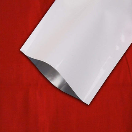 100 Pieces White Metallic Mylar Foil Open Top Sealable Bags 4.7x7.1 inch Vacuum Heat Seal Pouches for Food Storage Packaging with Tear Notches