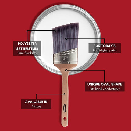 Hyde E-Volution Oval, Polyester SRT Filament Stiff Blend with Wood Handle, 2", 47321 Paint Brush, 2" Wide