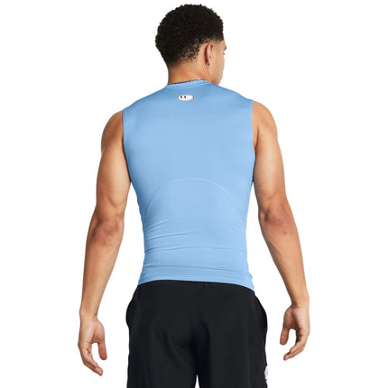 Under Armour Men's HeatGear Compression Sleeveless T-Shirt, (475) Carolina Blue/White, S