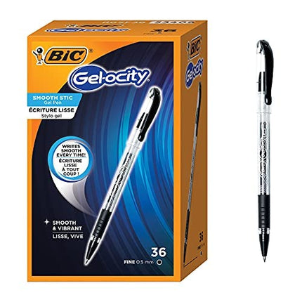 Gel-ocity smooth stic gel pen, fine point (0.5mm), black ink, 36-count, vibrant and smooth gel ink - Original