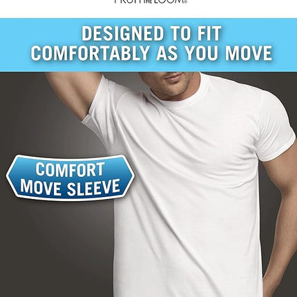 Fruit of the Loom Men's Stay Tucked Crew T-shirt Underwear, Regular - 6 Pack White, L UK
