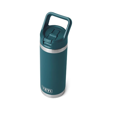 YETI Rambler 18 oz Bottle, Vacuum Insulated, Stainless Steel with Color Matching Straw Cap, White