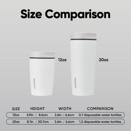 Owala SmoothSip Slider Insulated Stainless Steel Coffee Tumbler, Reusable Iced Coffee Mug, Travel Mug for Hot Coffee, BPA Free, 12 oz, Peach