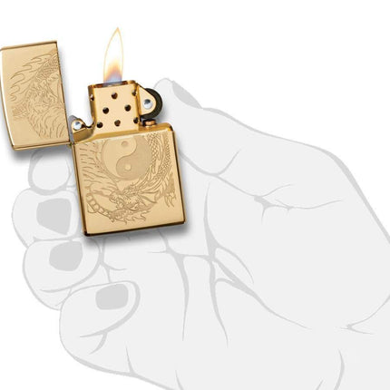 Zippo Ying Yang High Polished Lighter, Brass, One Size