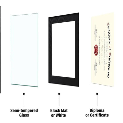 Cadres de Certificat ELSKER&HOME 8,5 x 11 Noirs, Conviennent aux Diplômes 8,5 x 11 avec Passe-Partout ou 11x14 sans Passe-Partout, Lot de 4, Cadre Photo de Diplôme Document avec Verre pour Pose sur Table ou Accrochage Mural