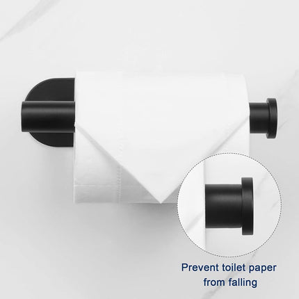 NearMoon Toilet Paper Holder Self Adhesive, Premium Thicken SUS304 Stainless Steel Rustproof Adhesive Toilet Roll Holder no Drilling for Bathroom, Kitchen, Washroom (4 Pack, Matte Black)