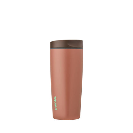 Owala SmoothSip Slider Insulated Stainless Steel Coffee Tumbler, Reusable Iced Coffee Cup, Hot Coffee Travel Mug, BPA Free 590ml, Grey/Blue (Beachy Breeze)
