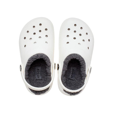 Crocs Kids Clogs, Classic Lined Clog K, White/Grey,3 UK