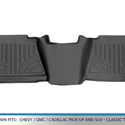 SMARTLINER Floor Mats 2nd Row Liner Black for 2001-2006 Chevy/GMC/Cadillac Pick-Up and SUV - 2007 Classic Truck Models