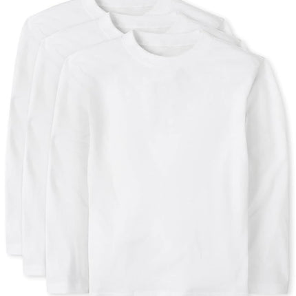 The Children's Place Baby Boys Basic Long Sleeve Tee, White 3-Pack, 3T