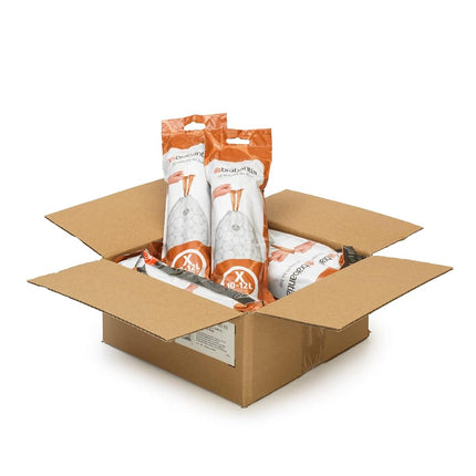 Brabantia 138089 PerfectFit Bin Liners Multipack (Size X/10-12 Litre) Thick Plastic Trash Bags with Tie Tape Drawstring Handles (200 Bags), White