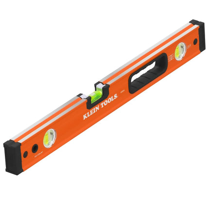 Klein Tools 93524 24-Inch Box Level, 2-Foot Box Beam Spirit Level, 3 Vials, High Visibility Orange, Aluminum Body