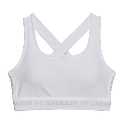 Under Armour Womens Crossback Mid-Support Bra - White/White/Gray - XL