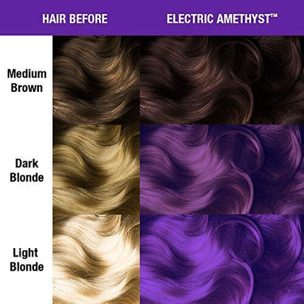 MANIC PANIC Classic Electric Amethyst Semi Permanent Hair Color - Bright Purple Hair Dye for Women & Men That Lasts 4-6 Weeks - Vegan, Ammonia & Cruelty-Free - Create & Mix Custom Shades (4oz / 2pk)