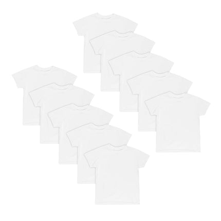 Hanes Camiseta interior para niños, camisetas de manga corta con cuello redondo EcoSmart, varios paquetes disponibles, blanco - Paquete de 10, Grande