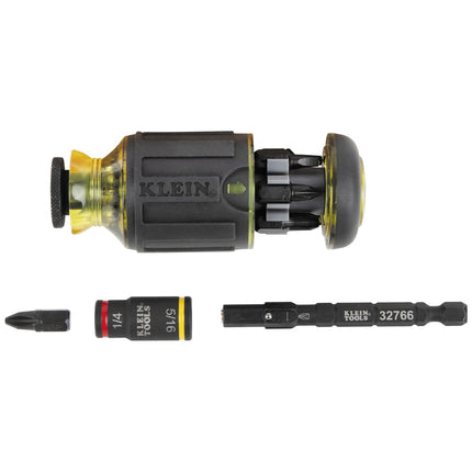 Klein Tools 32308F Impact Driver Set, 10-in-1 Stubby Driver Set, Hex Flip Socket, 7 Bits, 1/4-Inch Deep Bit Holding Feature, 10-Piece