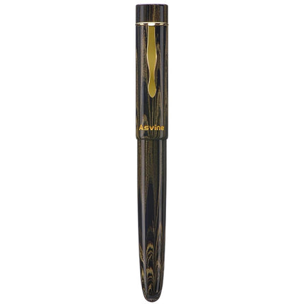 Asvine C2000 Germany Cumberland Ebonite Fountain Pen #8 Medium Nib, Large Handcraft Pen with Converter Pen Box Collection Set- Brown