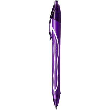 BIC Gel-ocity Quick Dry Gel Pens, Medium Point (0.7 mm), Purple, Box of 12, Retractable Pen with Ultra Fast Drying Ink