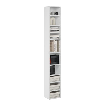 Furinno PASIR 10-Tier Bookcase with Open Shelf, Wh