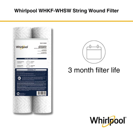 Whirlpool 35 Micron 10" x 2.5" String Wound Whole House Water Filters, NSF Certified Reduces Sediment, WHKF-WHSW, 2-Pack